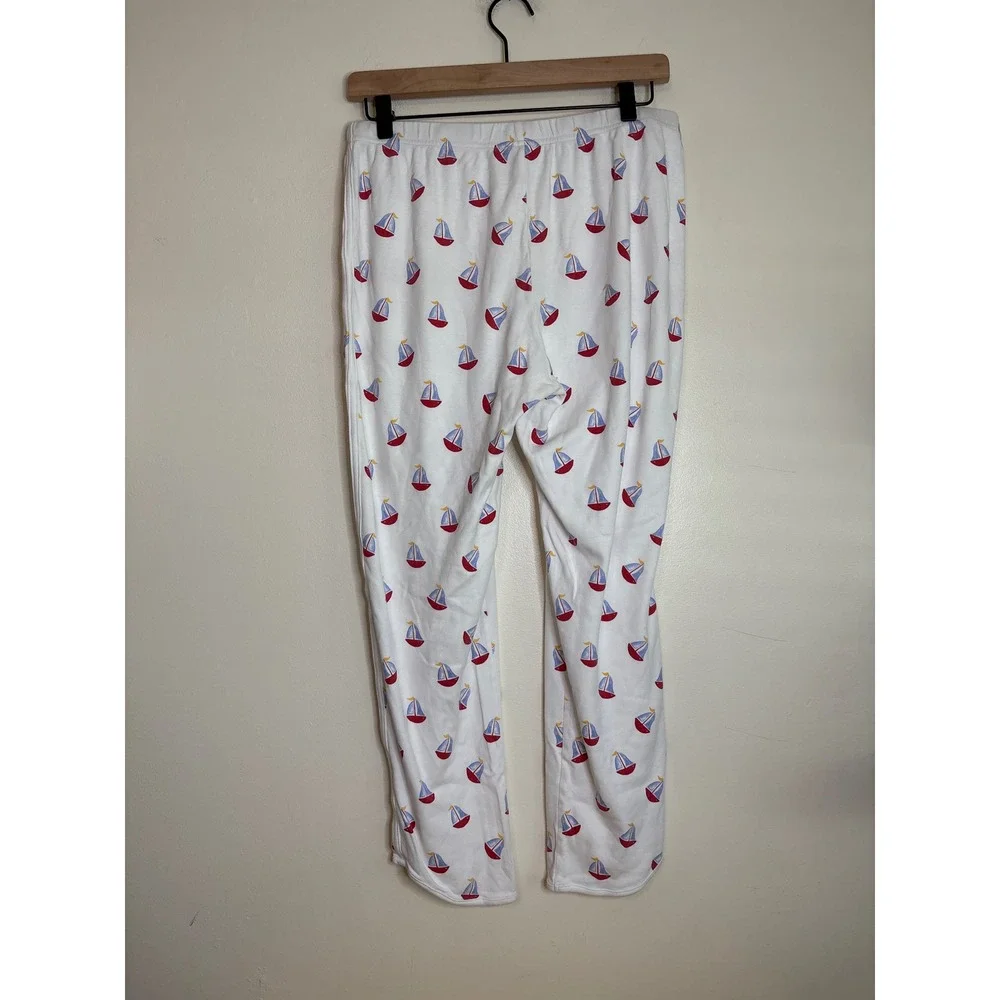 Little English Kids‎ White Sailboat Print Cotton Pajama Set Size L Nautical PJs
